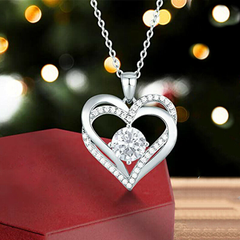 925 Silver Filled Necklace Pendant Fashion Women Cubic Zircon Wedding Jewelry