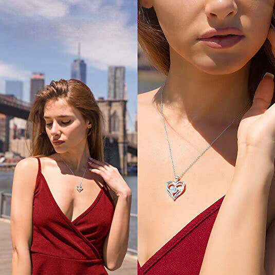 925 Silver Filled Necklace Pendant Fashion Women Cubic Zircon Wedding Jewelry