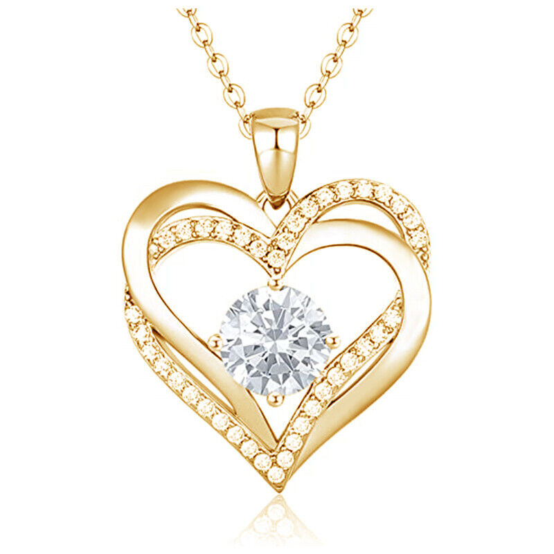 925 Silver Filled Necklace Pendant Fashion Women Cubic Zircon Wedding Jewelry