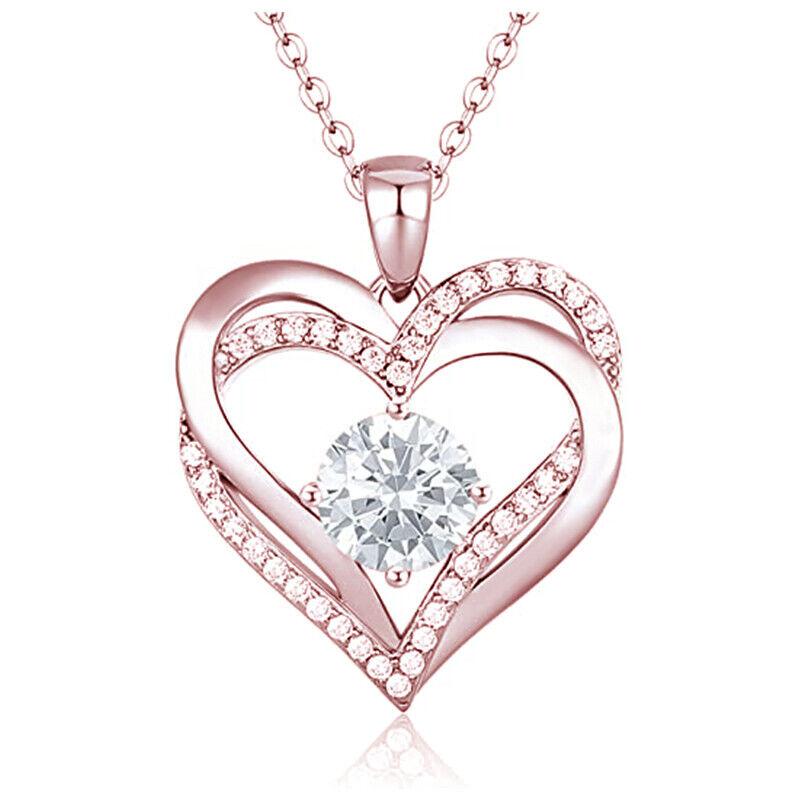925 Silver Filled Necklace Pendant Fashion Women Cubic Zircon Wedding Jewelry