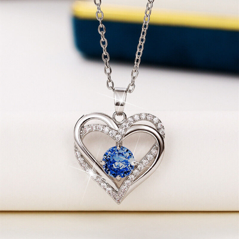 925 Silver Filled Necklace Pendant Fashion Women Cubic Zircon Wedding Jewelry