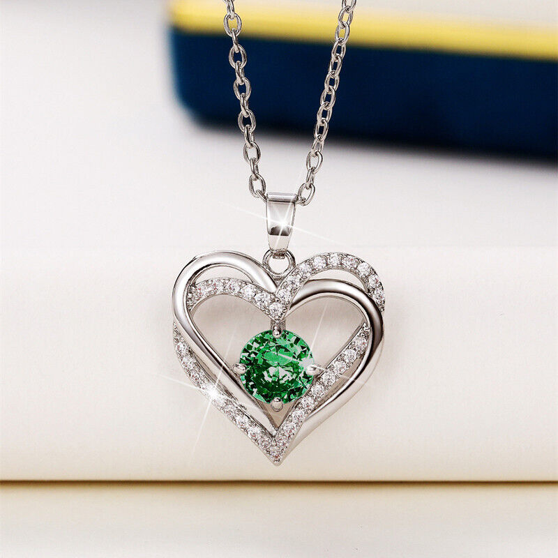 925 Silver Filled Necklace Pendant Fashion Women Cubic Zircon Wedding Jewelry