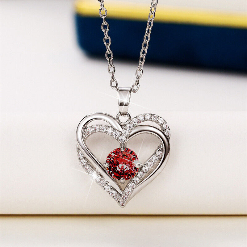 925 Silver Filled Necklace Pendant Fashion Women Cubic Zircon Wedding Jewelry