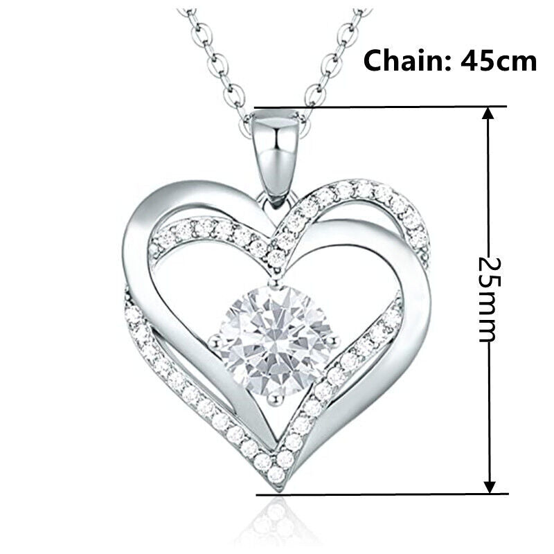 925 Silver Filled Necklace Pendant Fashion Women Cubic Zircon Wedding Jewelry