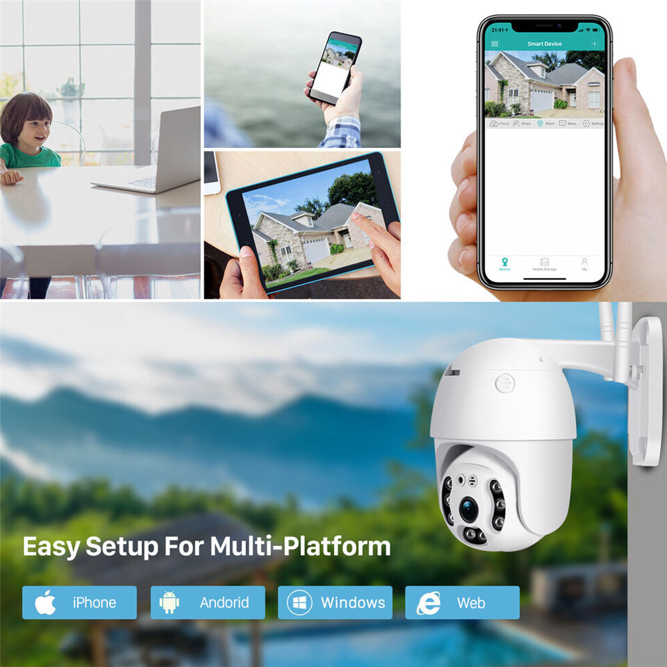 Home Security IP Camera 1080P Waterproof Outdoor Smart CCTV Cam Two Way Audio
