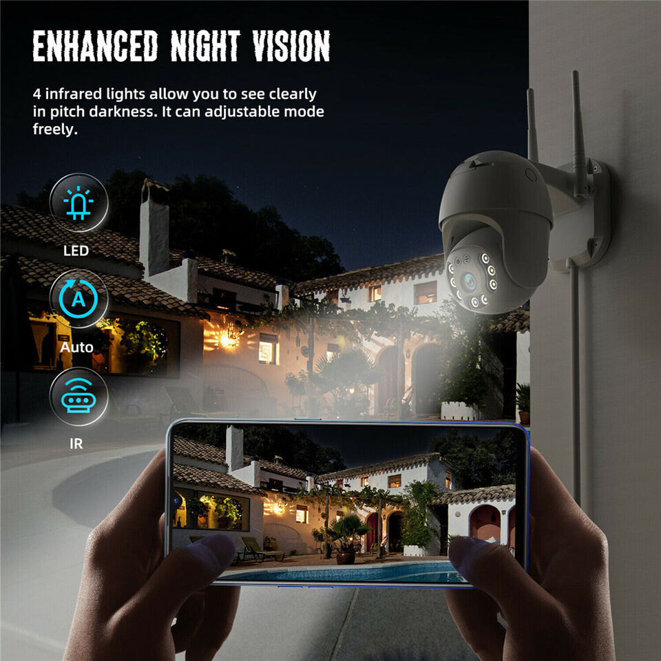 Home Security IP Camera 1080P Waterproof Outdoor Smart CCTV Cam Two Way Audio