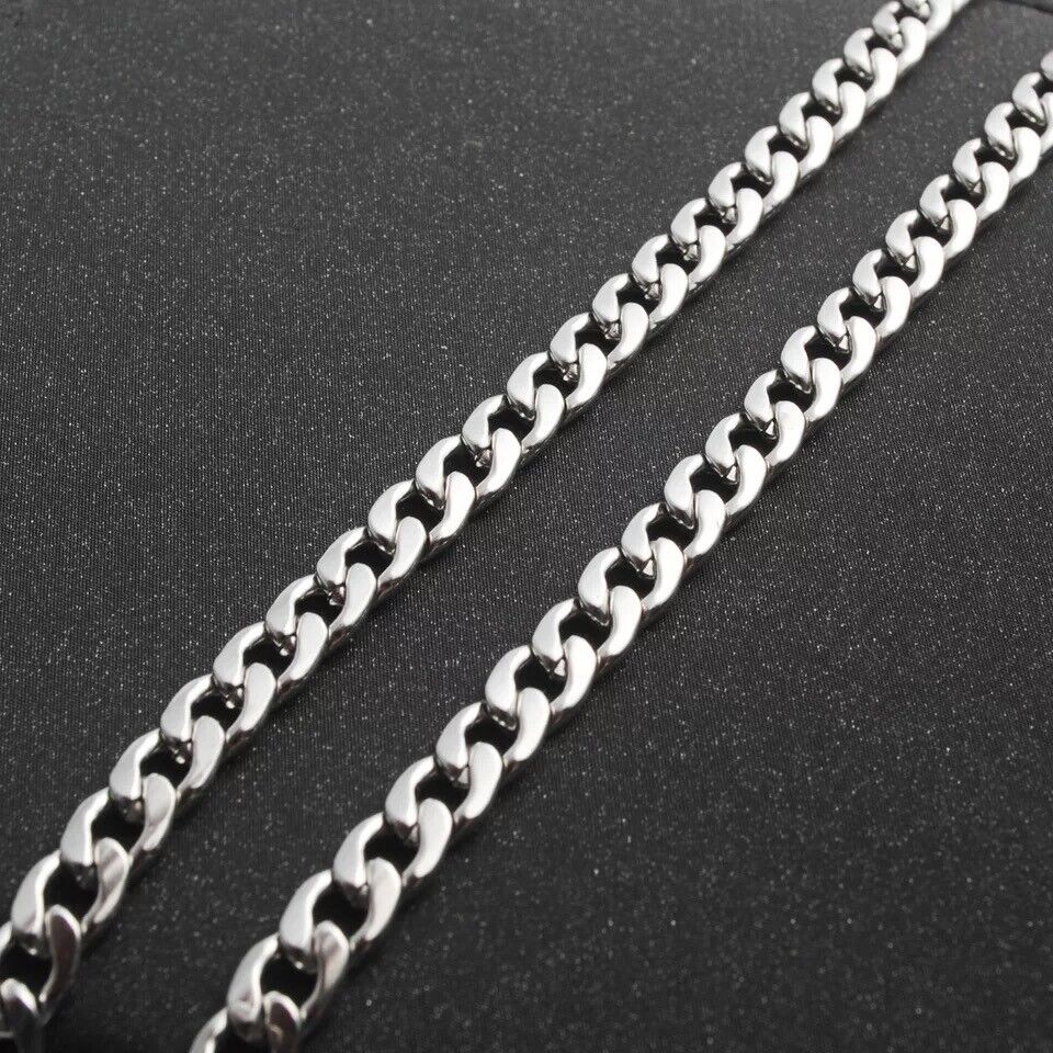 2-15mm Men's 316L Stainless Steel Silver Curb Link NK Necklace Chain Wholesale
