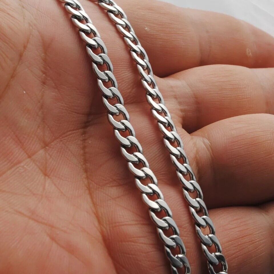 2-15mm Men's 316L Stainless Steel Silver Curb Link NK Necklace Chain Wholesale