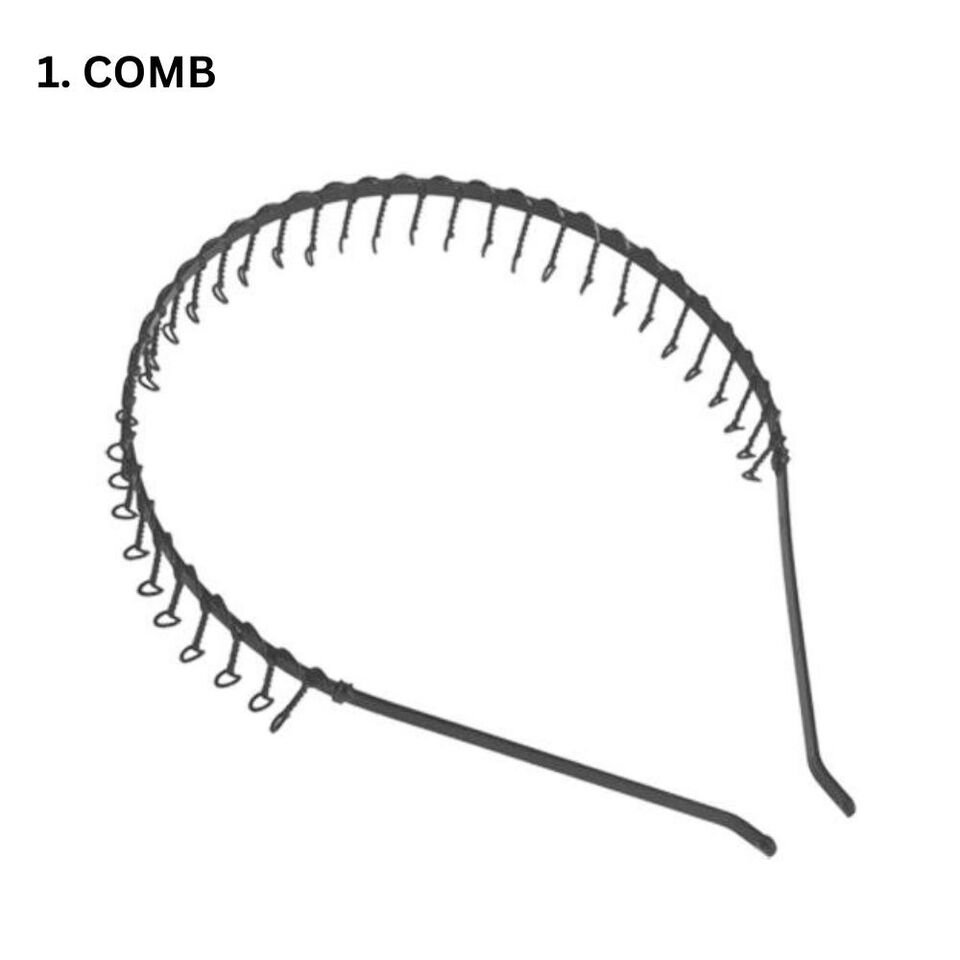 Black Metal Sports Hairband Headband Wave Alice Style Hair band Unisex Men Women