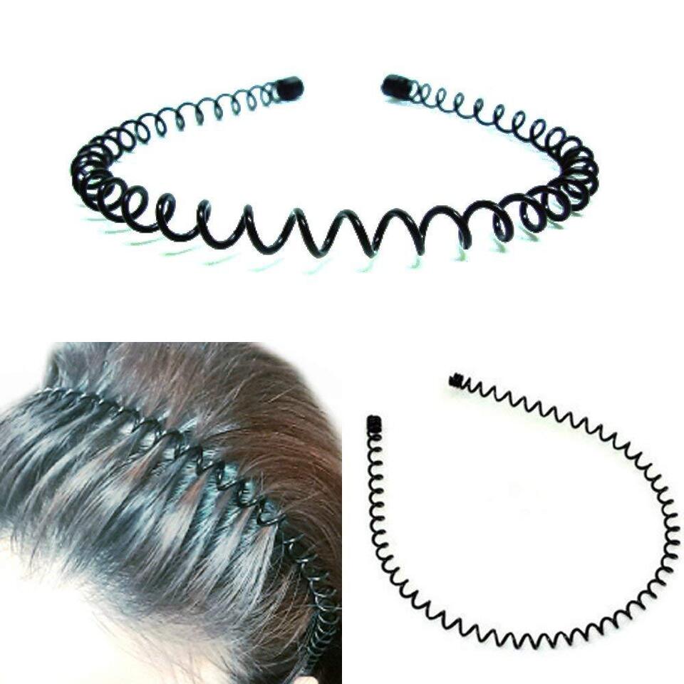 Black Metal Sports Hairband Headband Wave Alice Style Hair band Unisex Men Women