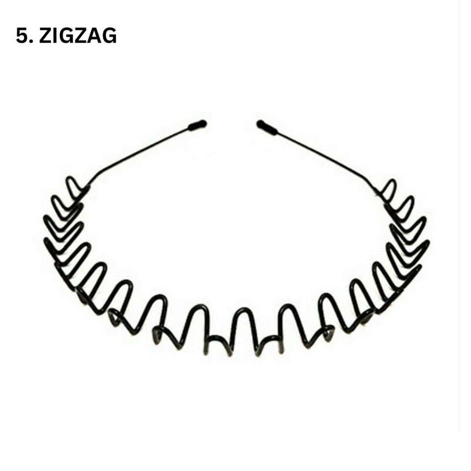 Black Metal Sports Hairband Headband Wave Alice Style Hair band Unisex Men Women