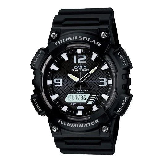 CASIO Tough Solar Solar Sports Waterproof Electronic For Men Solar Powered Mens Black Analog AQ-S810W-1AVDF