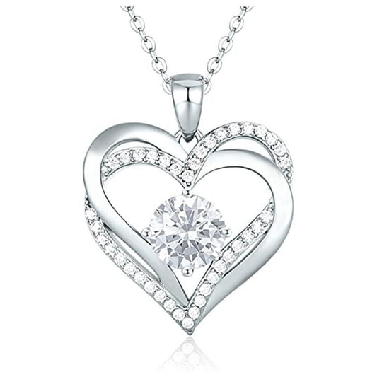 925 Silver Filled Necklace Pendant Fashion Women Cubic Zircon Wedding Jewelry