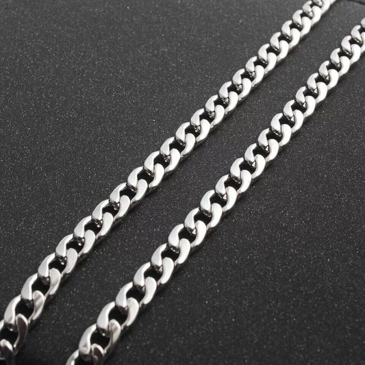 2-15mm Men's 316L Stainless Steel Silver Curb Link NK Necklace Chain Wholesale